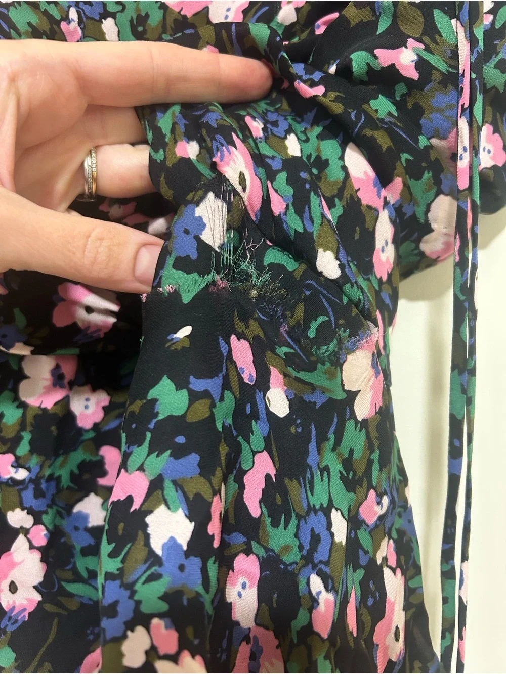 Veronica Beard Ruched Floral Silk Mini Skirt Black, Blue & Pink Size 2